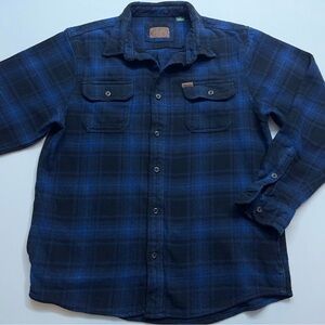 Orvis Plaid Shirt Jacket Mens Size Large Button Up Heavy Cotton Shacket Pockets